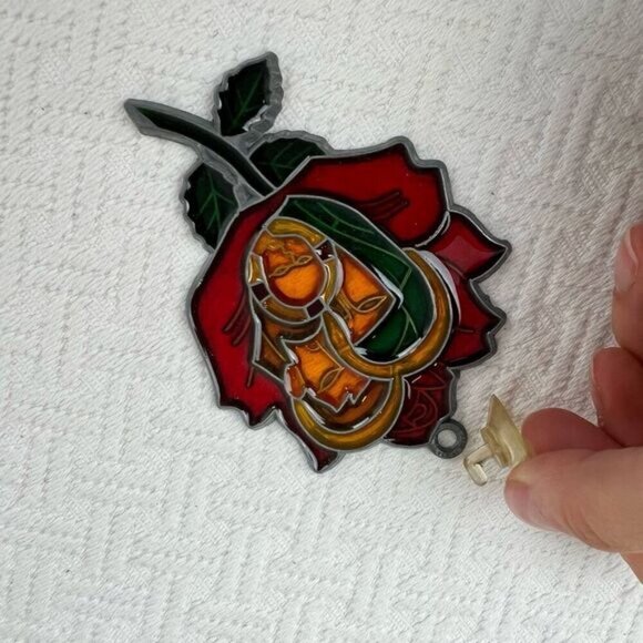 Vintage Sunlights Made in USA Floral Windowpane Suncatcher Window Decor MCM 70s - Picture 9 of 9